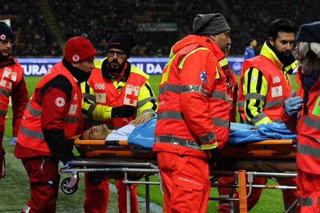 Aktuell Fußball, Italien, Coppa Italia, AC Mailand - Lazio Rom Infortunio Mauricio Dos Santos Nascimento Lazio Coppa Italia AC Milan - Lazio Rom giuseppexceleste