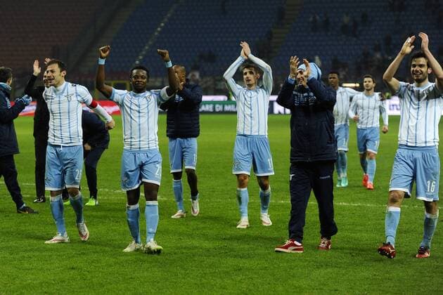 Aktuell Fußball, Italien, Coppa Italia, AC Mailand - Lazio Rom Esultanza fine gara giocatori Lazio Coppa Italia AC Milan - Lazio Rom giuseppexceleste