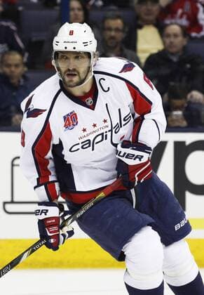 Jan 27, 2015; Washington Capitals left wing Alex Ovechkin (8) looks on in the second period during the NHL Eishockey Herren USA game between the Washington Capitals and the Columbus Blue Jackets at Nationwide Arena in Columbus, OH. NHL 2015: Capitals vs Blue Jackets JAN 27 - ZUMAc04_