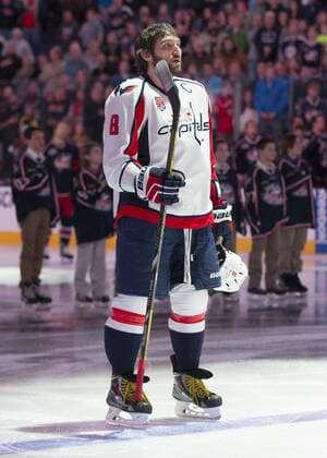 27 January 2015: Alex Ovechkin 8 of the Washington Capitals before the game between the Columbus Blue Jackets and the Washington Capitals at the Nationwide Arena in Columbus, Ohio. NHL Eishockey Herren USA JAN 27 Capitals at Blue Jackets Icon150127001 EDITORIAL USE ONLY