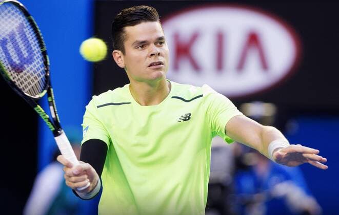 TENNIS - ATP Tennis Herren Australian Open 2015 MELBOURNE,AUSTRALIA,28.JAN.15 - TENNIS - ATP World Tour, Grand Slam, Australian Open. Image shows Milos Raonic (CAN).