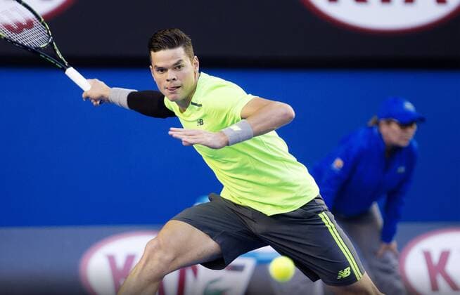 TENNIS - ATP Tennis Herren Australian Open 2015 MELBOURNE,AUSTRALIA,28.JAN.15 - TENNIS - ATP World Tour, Grand Slam, Australian Open. Image shows Milos Raonic (CAN).