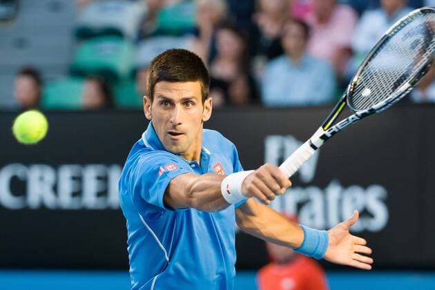 January 28, 2015: 1st seed Novak Djokovic (SRB) in action in a Quarterfinals match - ZUMAc04_