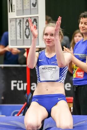 Julia Stockmann (TV Wattenscheid); Koelner Hochsprungmeeting mit Musik am 28.01.2015 im Leichtathletik-Zentrum der Sporthochschule Koeln (Deutschland). Koelner Hochsprungmeeting mit Musik; Koeln, 28.01.2015 xakx