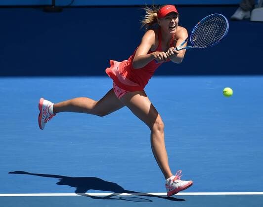 Jan. 29, 2015 - Melbourne, AUSTRALIA - Russia s Maria Sharapova in action during her semi final match on day 11 the Australian Open tennis in Melbourne, Australia. Tennis 2015 - Australian Open - Day 11 - ZUMAk106