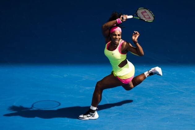 (150129) -- MELBOURNE, Jan. 29, 2015 -- Serena Williams of the United States returns the ball during the women s singles semifinal match at the Australian Open tennis championship in Melbourne, Australia, Jan. 29, 2015. BaixXue 
