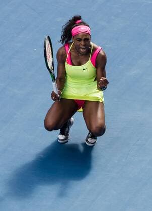 (150129) -- MELBOURNE, Jan. 29, 2015 -- Serena Williams of the United States celebrates her victory after the women s singles semifinal match at the Australian Open tennis championship in Melbourne, Australia, Jan. 29, 2015. BaixXue 