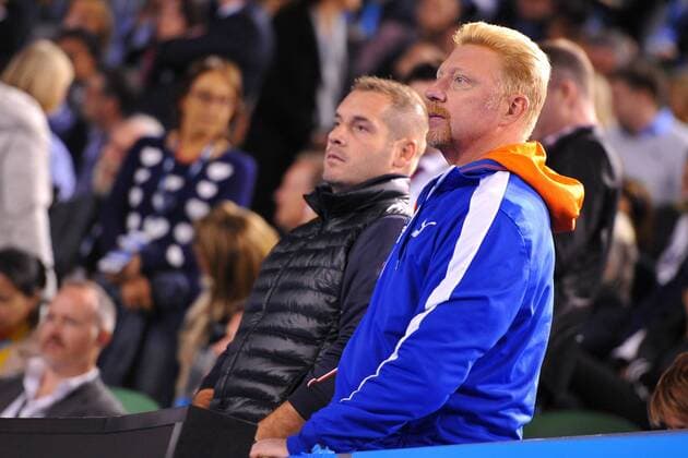 Novak Djokovic (SRB) Boris Becker TENNIS : Open d Australie - Melbourne - 30 01 2015 TennisMagazine Panoramlc 