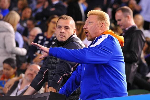 Novak Djokovic (SRB) Boris Becker TENNIS : Open d Australie - Melbourne - 30 01 2015 TennisMagazine Panoramlc 