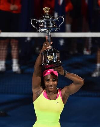 Jan. 31, 2015 - Melbourne, VICTORIA, AUSTRALIA - United States Serena Williams holds the winners trophy after her women s final match on day 13 of the Australian Open tennis on Rod Laver Arena in Melbourne, Australia Tennis 2015 - Australian Open - - ZUMAk106