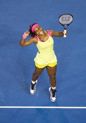 (150131) -- MELBOURNE, Jan. 31, 2015 -- Serena Williams of the United States celebrates after winning her women s singles final match at the Australian Open tennis championship in Melbourne, Australia, Jan. 31, 2015. Williams won 2-0 to claim the title. ) (SP)AUSTRALIA-MELBOURNE-TENNIS-AUSTRALIAN OPEN-WOMEN S SINGLES FINAL BaixXue 