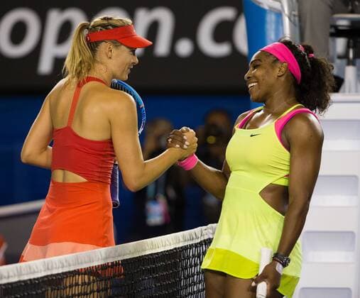 Serena Williams (USA), Maria Sharapova (RUS) Tennis - Australian Open 2015 - Grand Slam ATP Tennis Herren WTA Tennis Damen - Melbourne Olympic Park - Melbourne - Victoria - Australia - 31 January 2015.