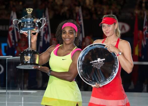 Serena Williams (USA), Maria, Sharapova (RUS) Tennis - Australian Open 2015 - Grand Slam ATP Tennis Herren WTA Tennis Damen - Melbourne Olympic Park - Melbourne - Victoria - Australia - 31 January 2015.
