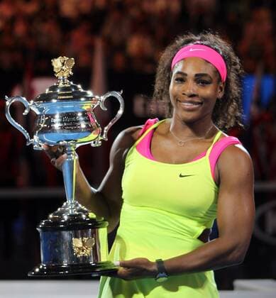 (150131) -- MELBOURNE, Jan. 31, 2015 -- Serena Williams of the United States poses with the trophy after winning her women s singles final match at the Australian Open tennis championship in Melbourne, Australia, Jan. 31, 2015. Williams won 2-0 to claim the title. ) (SP)AUSTRALIA-MELBOURNE-TENNIS-AUSTRALIAN OPEN-WOMEN S SINGLES FINAL JinxLinpeng 