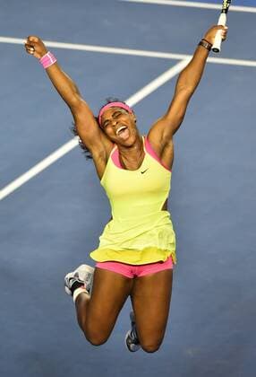 Jan. 31, 2015 - Melbourne, Australia - SERENA WILLIAMS of the United States celebrates after winning the women s singles final. Tennis 2015 - Williams Wins Australian Open - ZUMAk106