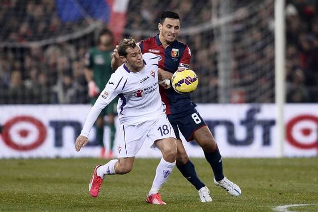 Genua, Italien - Serie A 2014 2015 Genoa CFC vs. ACF Fiorentina: Alessandro Diamanti-Nicolas Burdisso 