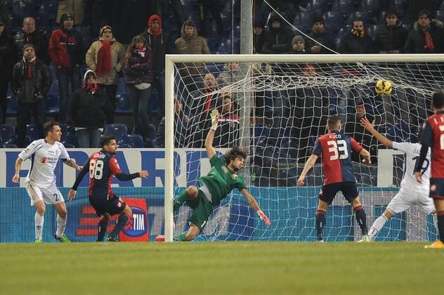 Serie A, CFC Genua 1893 FC - AC Florenz (ACF Fiorentina) il di Gonzalo Rodriguez per il pereggio della Fiorenitna dell 1 a 1 xHOCHxZWEIx xItalyxPhotoxPressx 