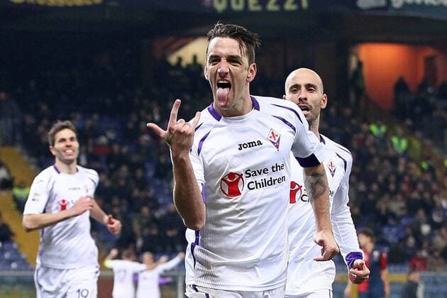 Serie A, CFC Genua 1893 FC - AC Florenz (ACF Fiorentina) l esultanza di Gonzalo Rodriguez dopo il suo xHOCHxZWEIx xItalyxPhotoxPressx 