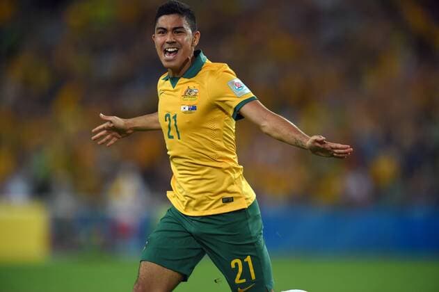 Massimo Luongo (AUS), JANUARY 31, 2015 - Football Soccer : Massimo Luongo of Australia celebrates after scoring his side s first goal during the AFC Asian Cup Australia 2015 Final match between South Korea 1-2 Australia at Stadium Australia in Sydney, Australia. NOxTHIRDxPARTYxSALES.  (uzdb007597)