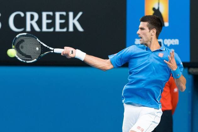 February 1, 2015: 1st seed Novak Djokovic (SRB) in action in the Men s Final match on day fourteen of the 2015 Australian Open grand slam tennis tournament at Melbourne Park in Melbourne, Australia. - ZUMAc04_