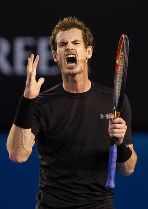 (150201) -- MELBOURNE, Feb. 1, 2015 -- Andy Murray of Great Britain reacts during his men s singles final match at 2015 Australian Open tennis tournament at Melbourne Park in Melbourne, Australia on Feb. 1, 2015. BaixXue 