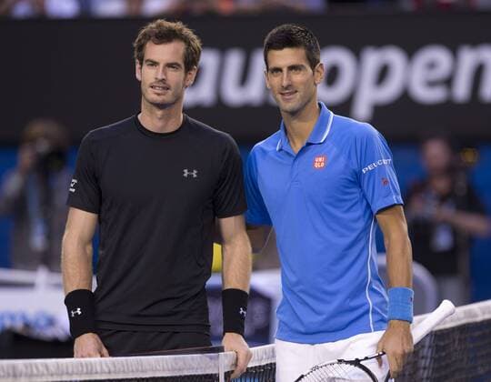 Andy Murray (GBR) und Novak Djokovic (SRB) Tennis - Australian Open 2015 - Grand Slam ATP Tennis Herren