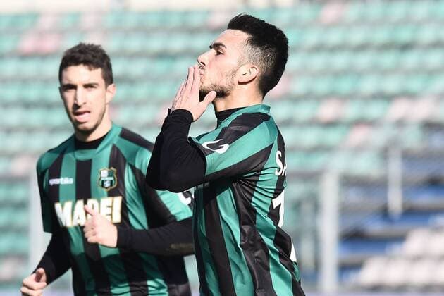 Mg Reggio Emilia 01 02 2015 - campionato di calcio serie A Sassuolo-Inter foto Matteo Gribaudi Image nella foto: esultanza gol Nicola Sansone 