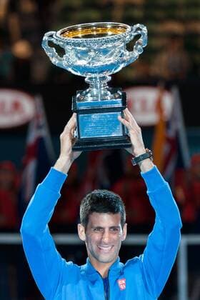 February 1, 2015: 1st seed Novak Djokovic (SRB) celebrates winning the Men s Final match on day fourteen of the 2015 Australian Open grand slam tennis tournament at Melbourne Park in Melbourne, Australia. - ZUMAc04_