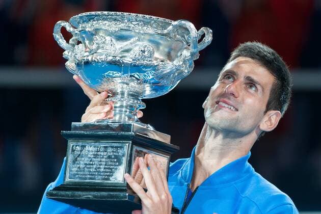 February 1, 2015: 1st seed Novak Djokovic (SRB) celebrates winning the Men s Final match on day fourteen of the 2015 Australian Open grand slam tennis tournament at Melbourne Park in Melbourne, Australia. - ZUMAc04_