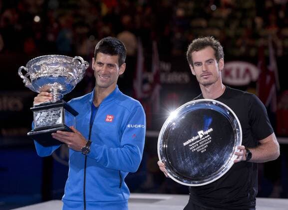Novak Djokovic (SRB) und Andy Murray (GBR) Tennis - Australian Open 2015 - Grand Slam ATP Tennis Herren