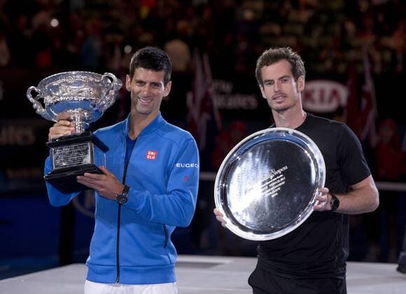 Novak Djokovic (SRB) und Andy Murray (GBR) Tennis - Australian Open 2015 - Grand Slam ATP Tennis Herren