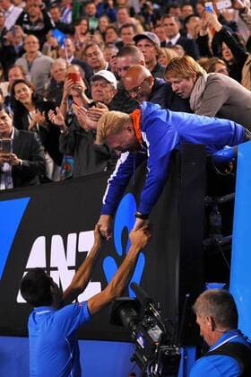Novak Djokovic (SRB) Boris Becker TENNIS : Australian Open 01 02 2015 TennisMagazinex 