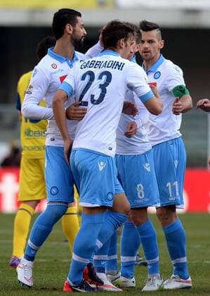 Aktuell Fußball, Italien, Serie A, AC Chievo Verona - SSC Neapel Serie A, AC Chievo Verona - SSC Neapel manolo gabbiadini festeggia il vantaggio del napoli con i compagni xHOCHxZWEIx xItalyxPhotoxPressx 