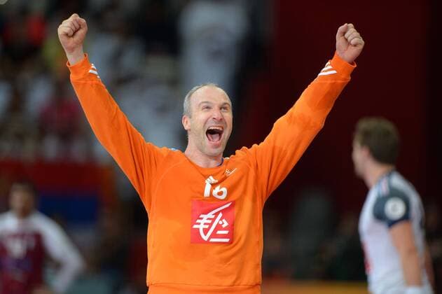 Handball Doha 01.02.2015 Weltmeisterschaften WM der Herren Männer Final Katar (QAT) - Frankreich (FRA) Thierry Omeyer (Frankreich, TW, No.16) Jubel