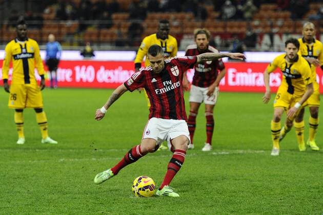 Aktuell Fußball, Italien, Serie A, AC Mailand - FC Parma Gol di Jeremy Menez Milan . Goal on penalty Serie A AC Mailand - FC Parma giuseppexceleste