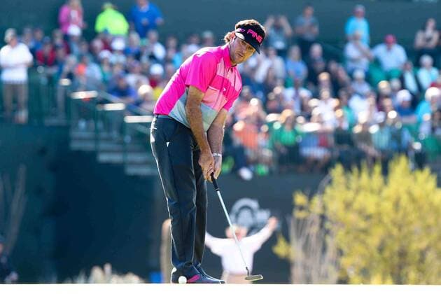 Feb. 1, 2015 - Scottsdale, Arizona, United States - Bubba Watson putts the 16th green during the final round of the Waste Management Phoenix Open at TPC at Scottsdale. PGA Golf Herren Golf 2015 - Waste Management Phoenix Open - Final Round - ZUMAw109