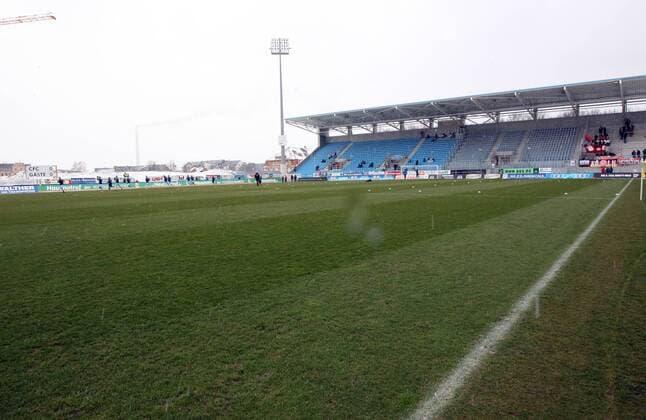 Chemnitz, 31.01.2015, Stadion an der Gellertstraße, Fussball, 3. Liga, 22. Spieltag. , Chemnitzer FC vs. Fortuna Köln 3:1 (2:1). , Übersicht Stadion, Stadionübersicht, Baustelle Stadion an der Gellertstraße, Blick auf die Nordtribüne. ,