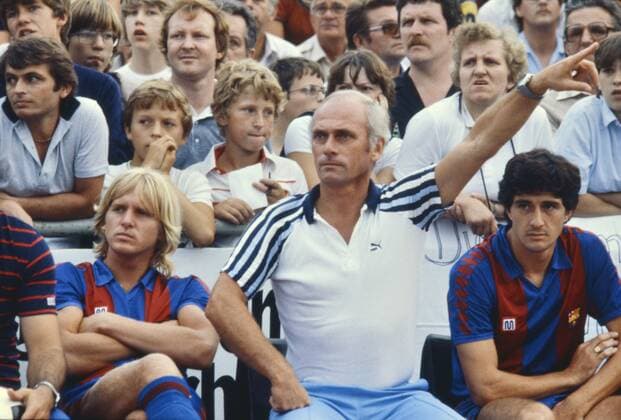 Fussball 1. Spanische Liga 1982 1983 Trainer Udo Lattek (Mitte), Bernd Schuster (links FC Barcelona Barca 01.08.1982 xxNOxMODELxRELEASExx