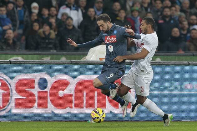 Gonzalo Higuain Napoli, Juan Jesus FC Inter, Napoli 04-02-2015 Stadio San Paolo Football Calcio Coppa Italia - Italy Cup. SSC Neapel vs Inter Mailand cesarexpurini