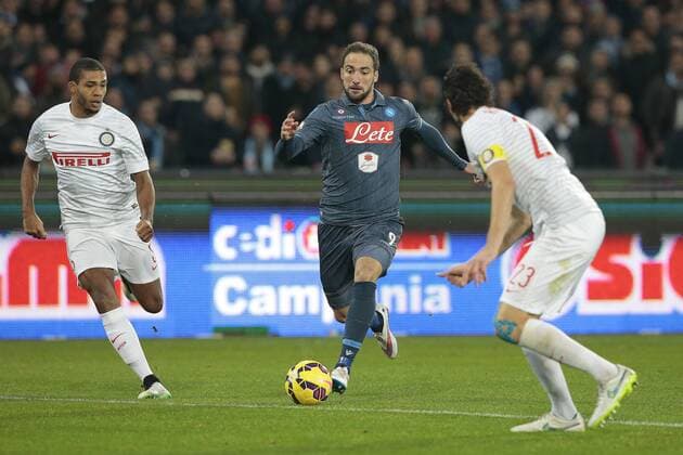 Juan Jesus FC Inter, Gonzalo Higuain Napoli, Napoli 04-02-2015 Stadio San Paolo Football Calcio Coppa Italia - Italy Cup. SSC Neapel vs Inter Mailand cesarexpurini