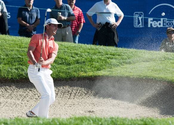 Feb. 5, 2015 - Torery Pines, California, USA - Mike Weir hit out of the greenside bunker on the 8th hole of the south course during the first round of the Farmers Insurance Open at Torrey Pines Golf Course on February 5, 2015 in San Diego, California. Farmers Insurance Open 2015 - ZUMAg139