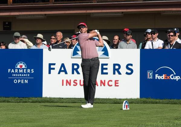 Feb. 5, 2015 - Torery Pines, California, USA - phil Mickelson reacts to his tee shot on the 1st hole of the south course during the first round of the Farmers Insurance Open at Torrey Pines Golf Course on February 5, 2015 in San Diego, California. Farmers Insurance Open 2015 - ZUMAg139
