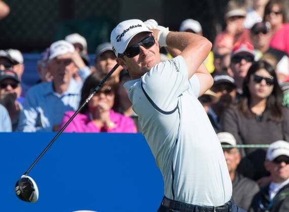 Feb. 5, 2015 - Torery Pines, California, USA - Justin Rose of England plays his tee shot on the 1st hole of the south course during the first round of the Farmers Insurance Open at Torrey Pines Golf Course on February 5, 2015 in San Diego, California. Farmers Insurance Open 2015 - ZUMAg139
