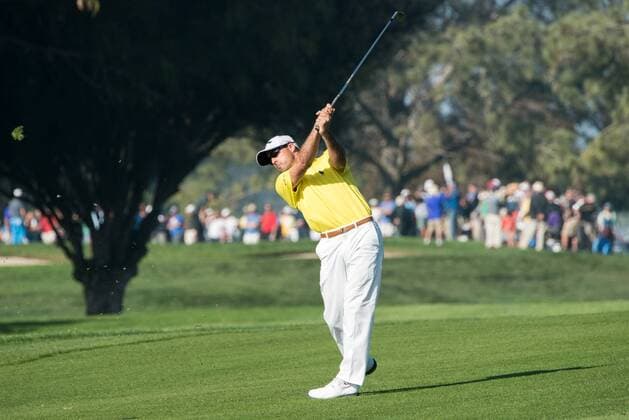Feb. 5, 2015 - Torery Pines, California, USA - phil Mickelson reacts to his tee shot on the 1st hole of the south course during the first round of the Farmers Insurance Open at Torrey Pines Golf Course on February 5, 2015 in San Diego, California. Farmers Insurance Open 2015 - ZUMAg139