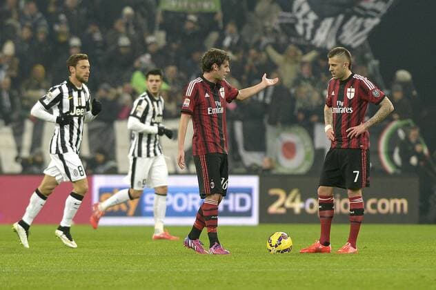 Enttäuschung Andrea Poli, Jeremy Menez Milan, Torino 07-02-2015, Juventus Stadium, Football Calcio 2014 2015 Serie A, Juventus Turin vs AC Mailand filippoxalfero