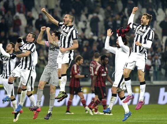 Esultanza finale giocatori Juventus, Torino 07-02-2015, Juventus Stadium, Football Calcio 2014 2015 Serie A, Juventus - Milan, Foto Filippo Alfero Insidefoto filippoxalfero