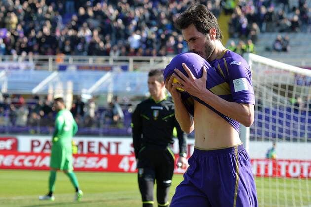 Jose Maria Basanta 1-1 Kisses the ball Goal celebration Firenze 08-02-2015 Stadio Artemio Franchi, Football Calcio Serie A AC Florenz ACF Fiorentina vs Atalanta Bergamo andreaxstaccioli
