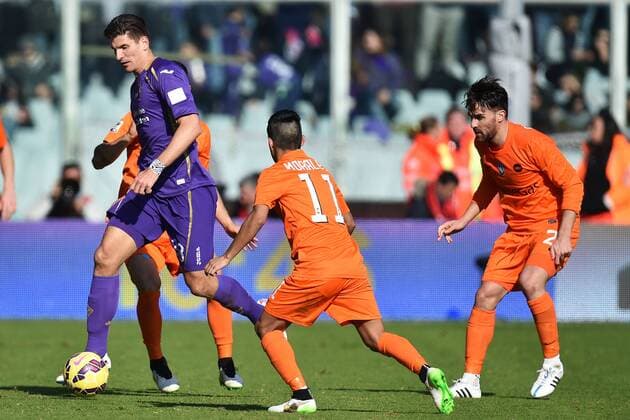 Aktuell Fußball, Italien, Serie A, AC Florenz - Atalanta Bergamo Mario Gomez Fiorentina Firenze 08-02-2015 Stadio Artemio Franchi, Football Calcio Serie A AC Florenz ACF Fiorentina vs Atalanta Bergamo andreaxstaccioli
