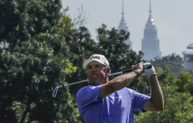 Feb. 8, 2015 - Kuala Lumpur, Malaysia - Lee Westwood of England watches his shot during the final round of Maybank Malaysia Open golf tournament in Kuala Lumpur, Malaysia, 8 February 2015. Golf Malaysia Open 2015  - ZUMAn230