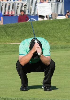 Feb. 8, 2015 - Torery Pines, California, USA - J.B. Holmes reacts to his putt on the 18th hole during the final round of the Farmers Insurance Open at Torrey Pines Golf Course on February 8, 2015 in San Diego, California. Farmers Insurance Open - Third Round - ZUMAg139